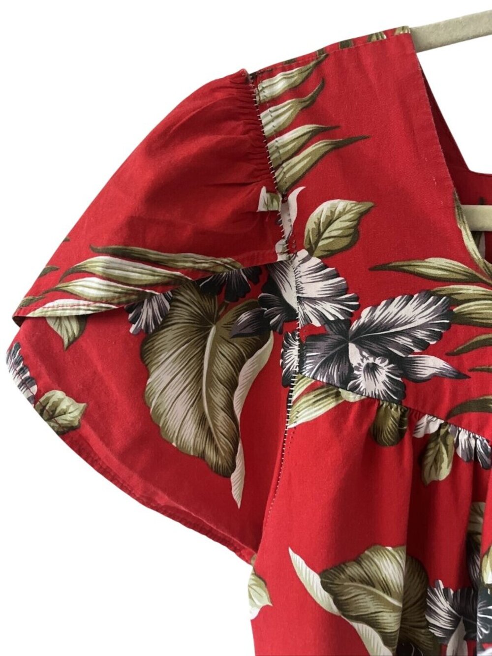 Vintage Aloha Republic Dress Red With Palms&flowers Wms Sz  m/ Made in Hawaii - Picture 3 of 6